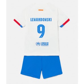 Barcelona Robert Lewandowski #9 Koszulka Wyjazdowych Dziecięca 2023-24 Krótki Rękaw (+ Krótkie spodenki)